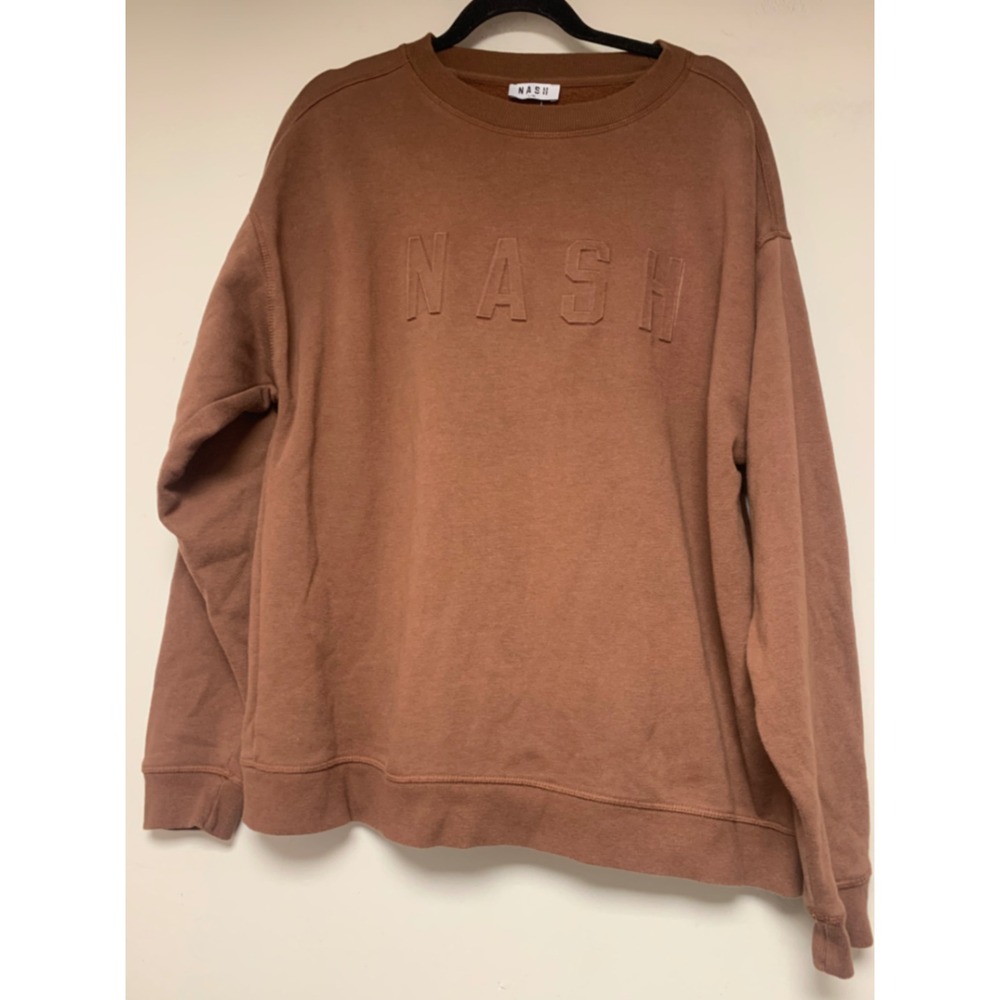 NASH Sweatshirt Womens L/XL Brown Excellent‎ Embossed Logo Oversized Pullover